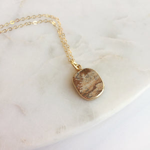 Gold Edge Stone Necklace