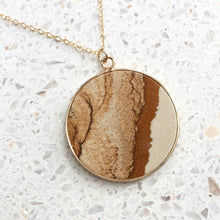 Large Circle Gold Edge Stone Necklace - More Colors Available