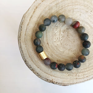 Matte Stone with Gold Accent - Wild Green