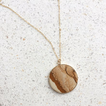 Large Circle Gold Edge Stone Necklace - More Colors Available